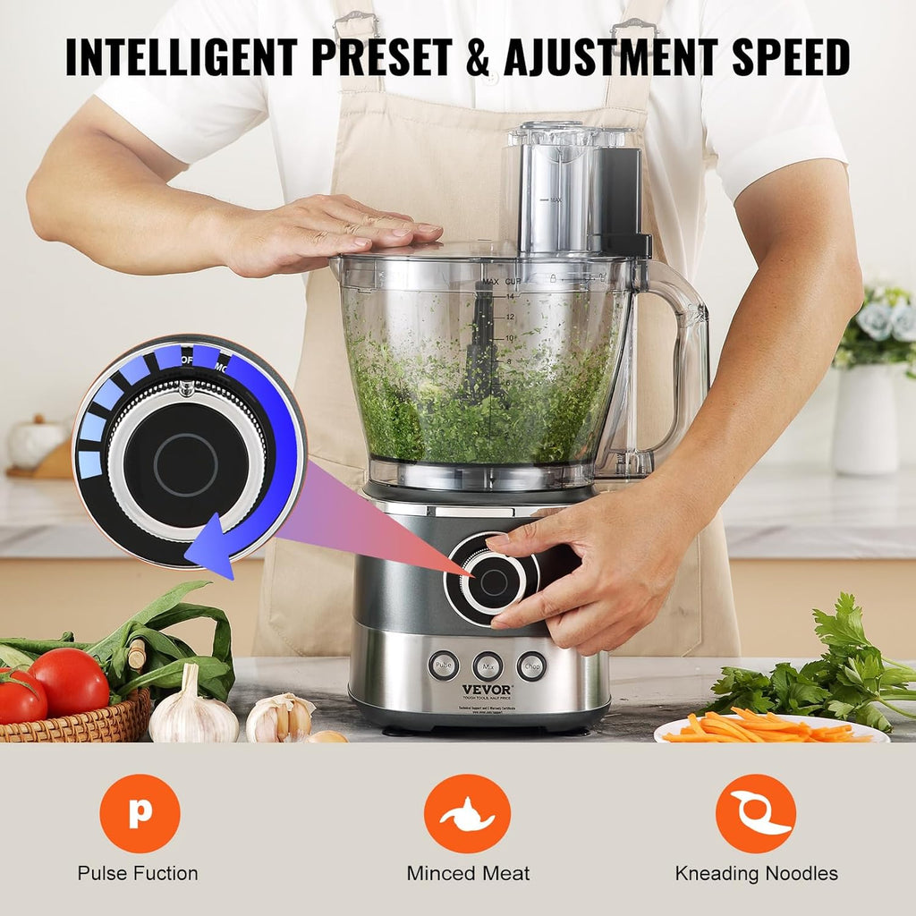 14-Cup Vegetable Chopper, 2-Speed Electric Food Processor J10620