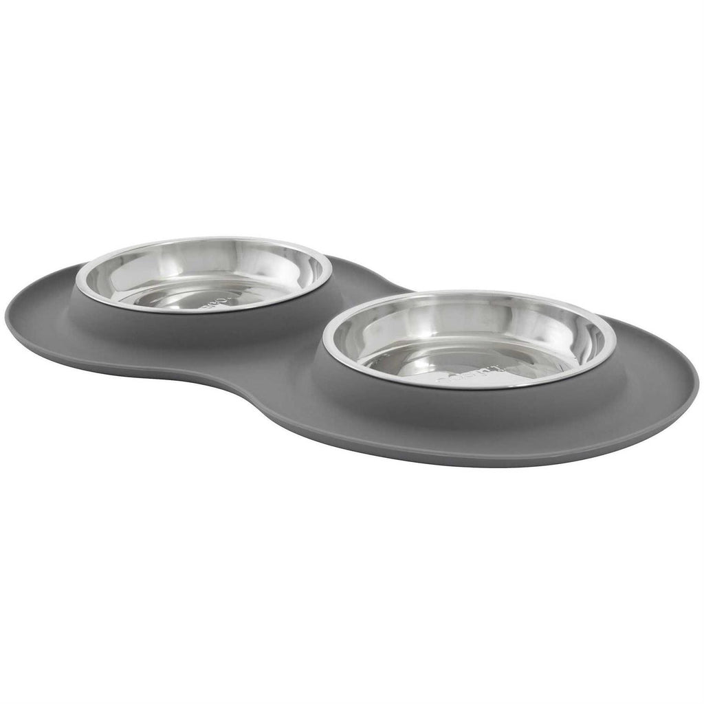 Double Stainless Steel Pet Bowl with Silicone Mat C338872