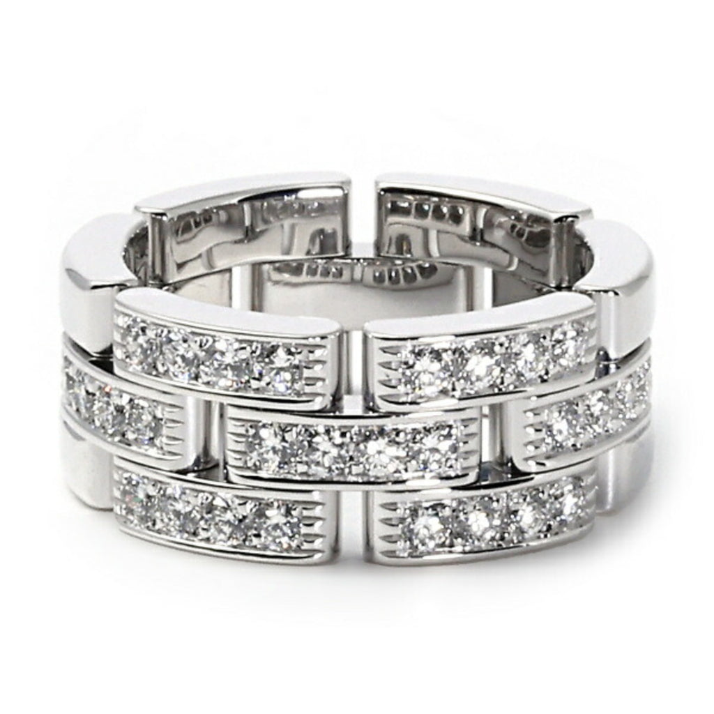 Pre-Owned Cartier Maillon Panthère 3-row K18WG White Gold Ring (Good)