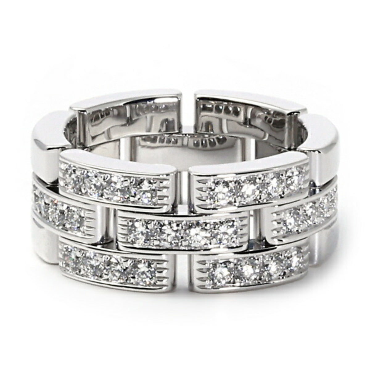 Pre-Owned Cartier Maillon Panthère 3-row K18WG White Gold Ring (Good)