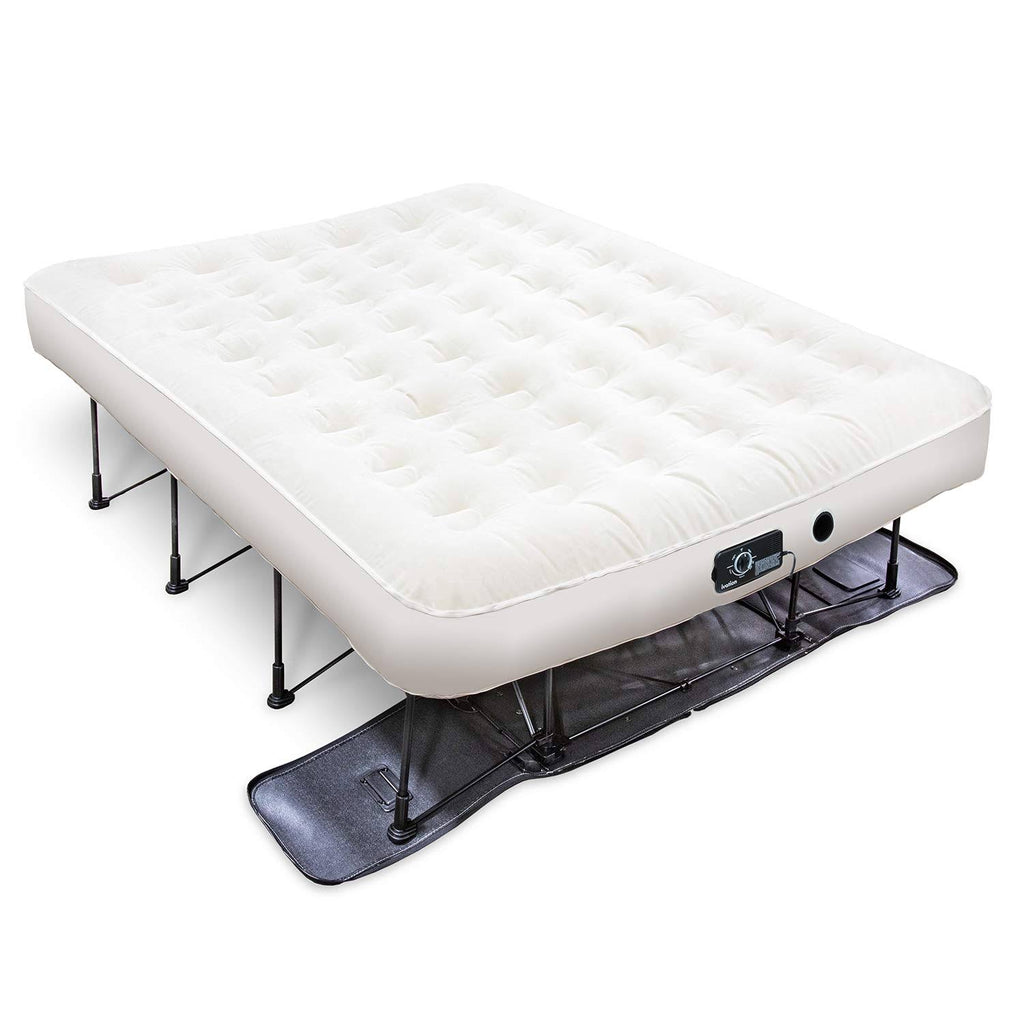 Ivation EZ-Bed (Queen) Air Mattress with Frame u0026 Rolling Case, Self Inflatable, Blow Up Bed Auto Shut-Off, Comfortable