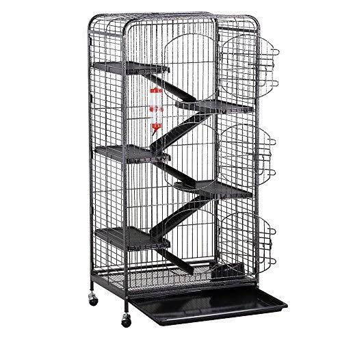 52" 6-Level Indoor Small Animal Cage Hutch with 3 Front Doors C94750