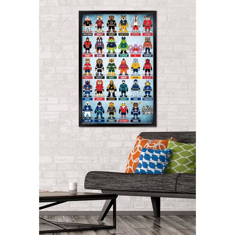 NHL League Mascots 17 Wall Poster, 22.375 x 34 in, Black Framed X700978