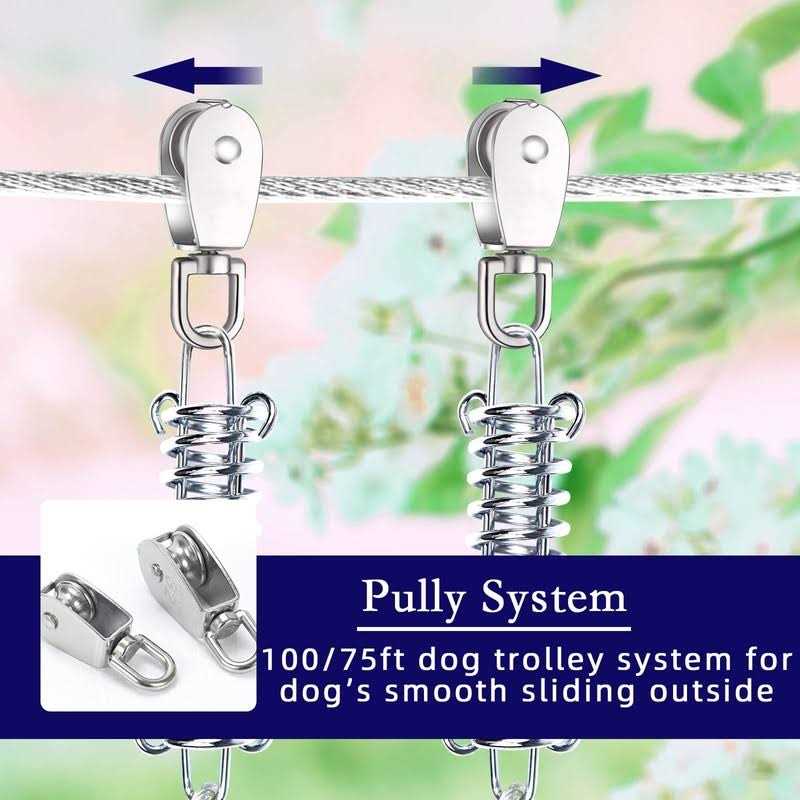 Dog Tie Out Runner for Yard with 10ft Pulley Line for Large Dogs N884134