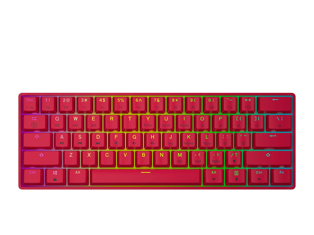 GK61 Mechanical Gaming Keyboard - 61 Keys Multi Color RGB Illuminated LED Backlit Wired Programmable for PC/Mac Gamer (Gateron O