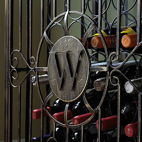 Antiqued Steel 84-Bottle Wine Rack Console X28239