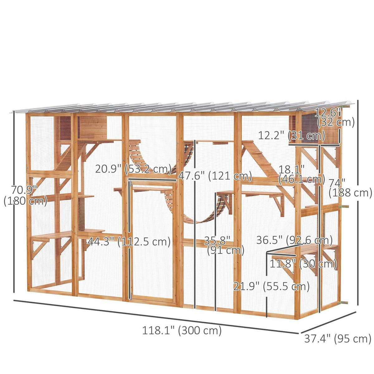 Outdoor Cat House Wooden Catio J953270