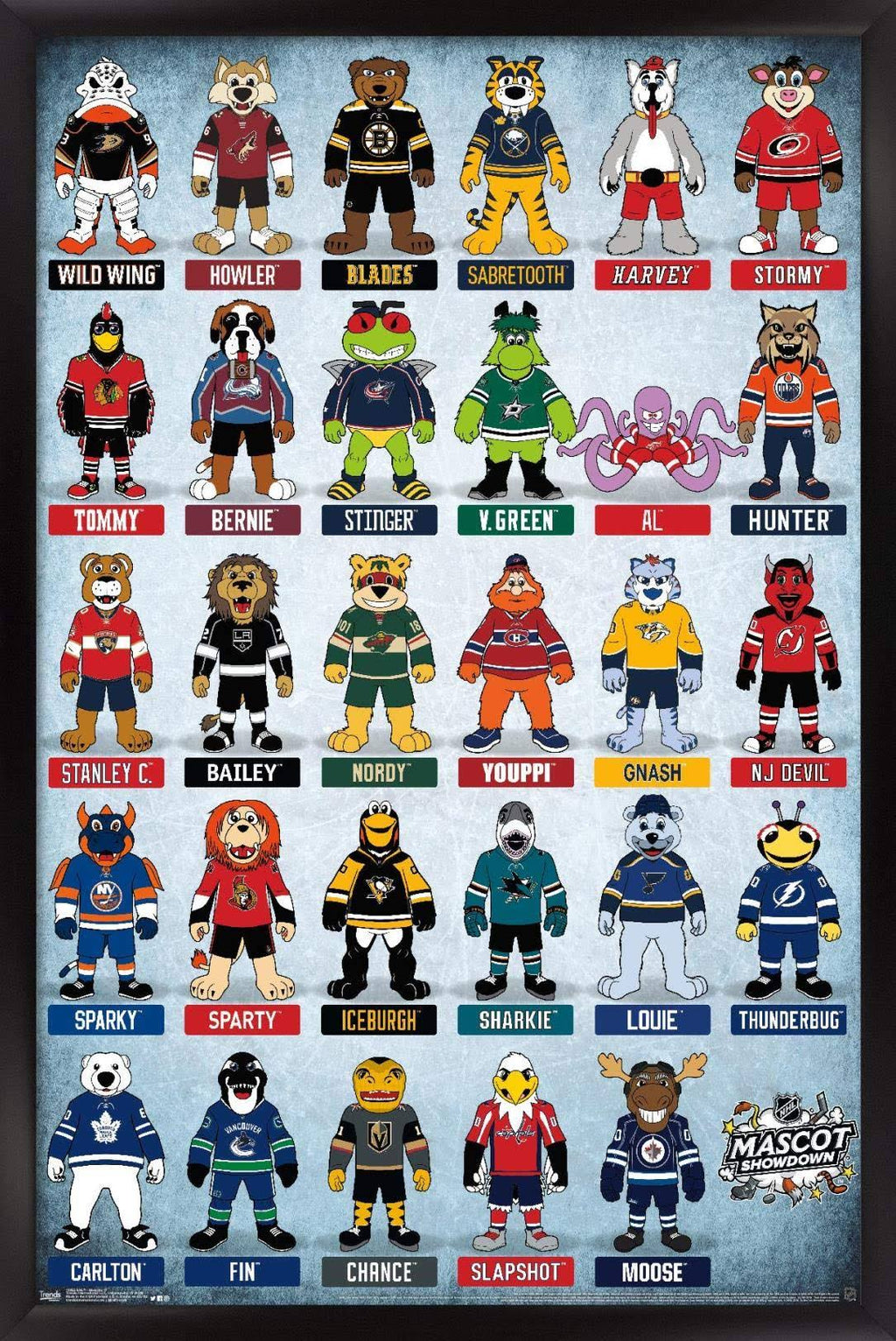 Trends International NHL League-Mascots 17 Wall Poster, 22.375 in x 34 in, Black Framed Version