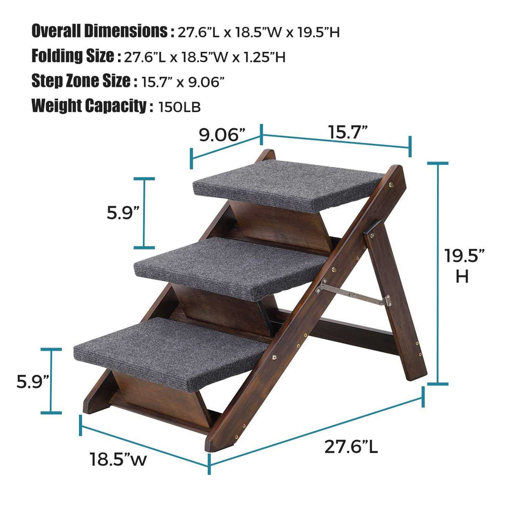 Wooden Pet Stairs for Dogs and Cats Up to 150Lbs H80637