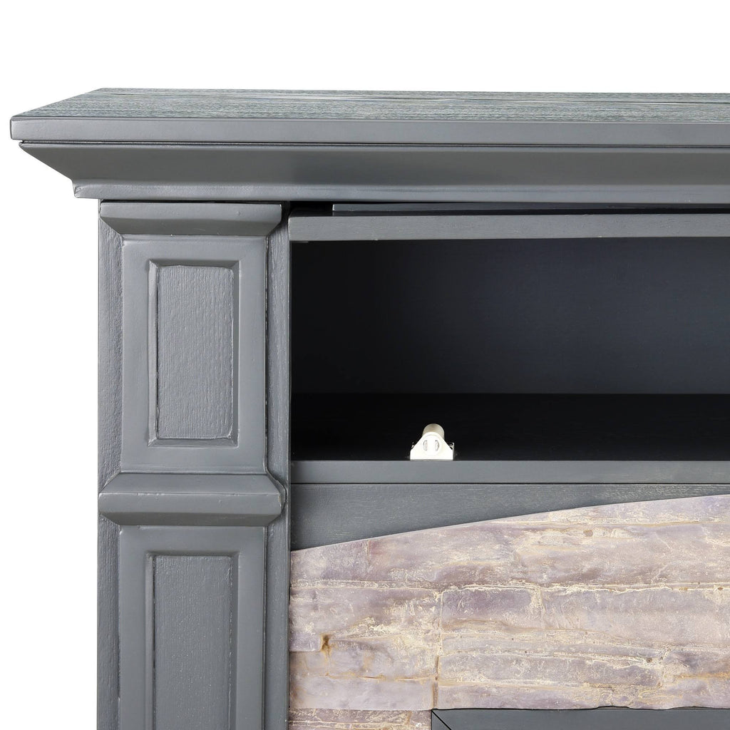 Electric Media Fireplace Gray with Weathered Stone X5503
