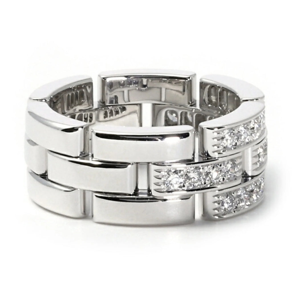 Pre-Owned 3-Row White Gold Ring T51488