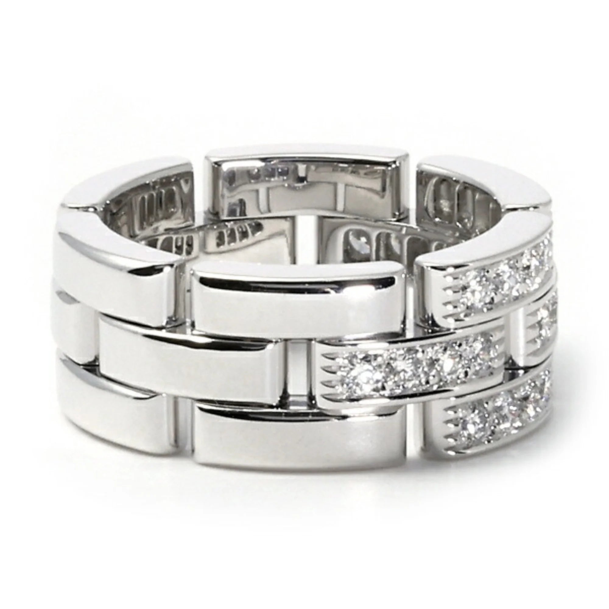 Pre-Owned 3-Row White Gold Ring T51488