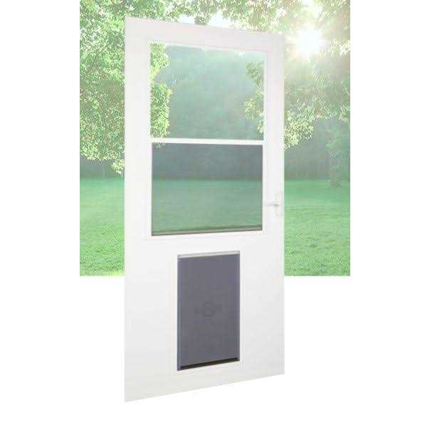 Pet Door XL 81-in White High-view Wood Core Storm Door N241