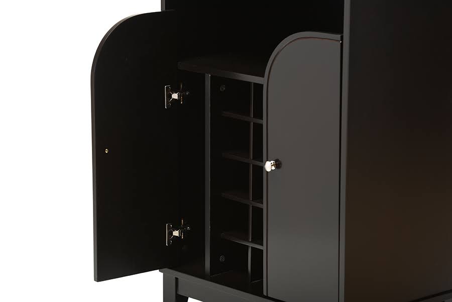 Modern Wood Dry Bar and Wine Cabinet, Dark Brown L889