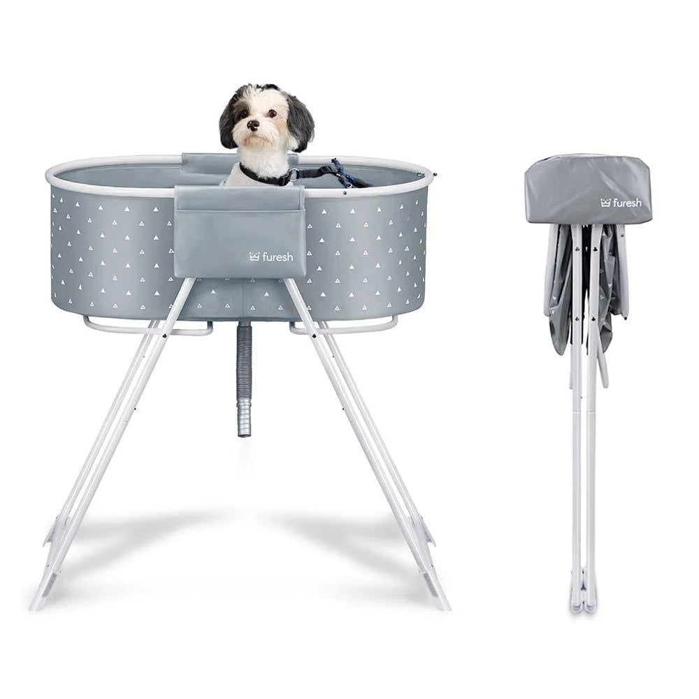 Furesh Elevated Folding Dog Bath Tub and Wash Station for Bathing, Shower, and Grooming, Foldable and Portable, Indoor and Outdo