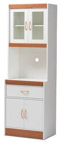 Modern Kitchen Cabinet and Hutch, white/cherry by Ashley HomeStore