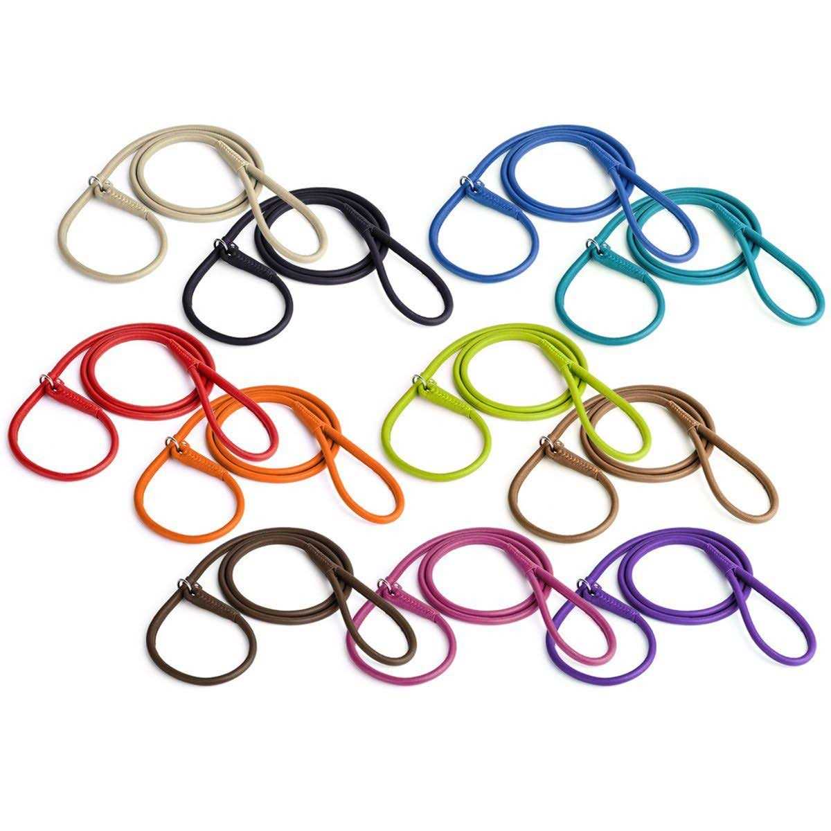 Leather Round Slip Lead for Dogs N601