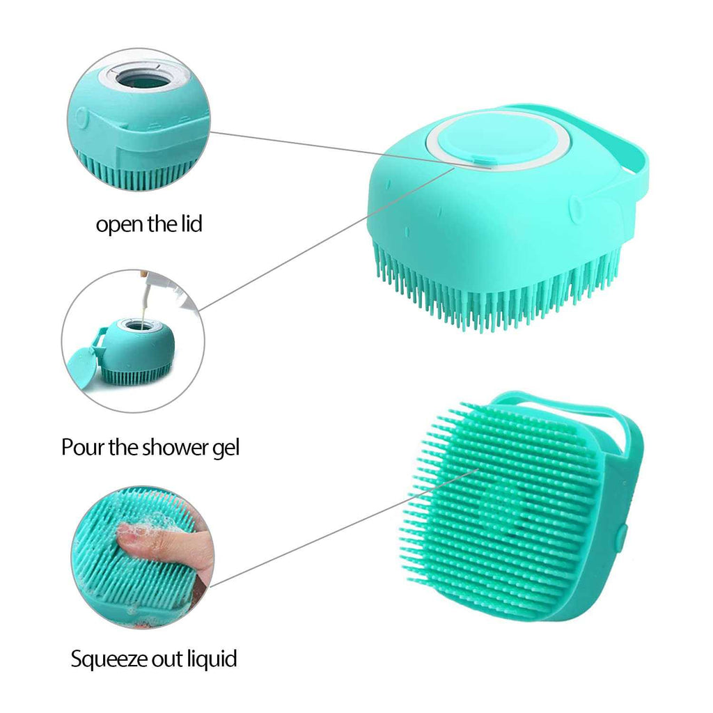 Pet Grooming Bath Massage Brush with Soap Dispenser for Dogs Cats V99612