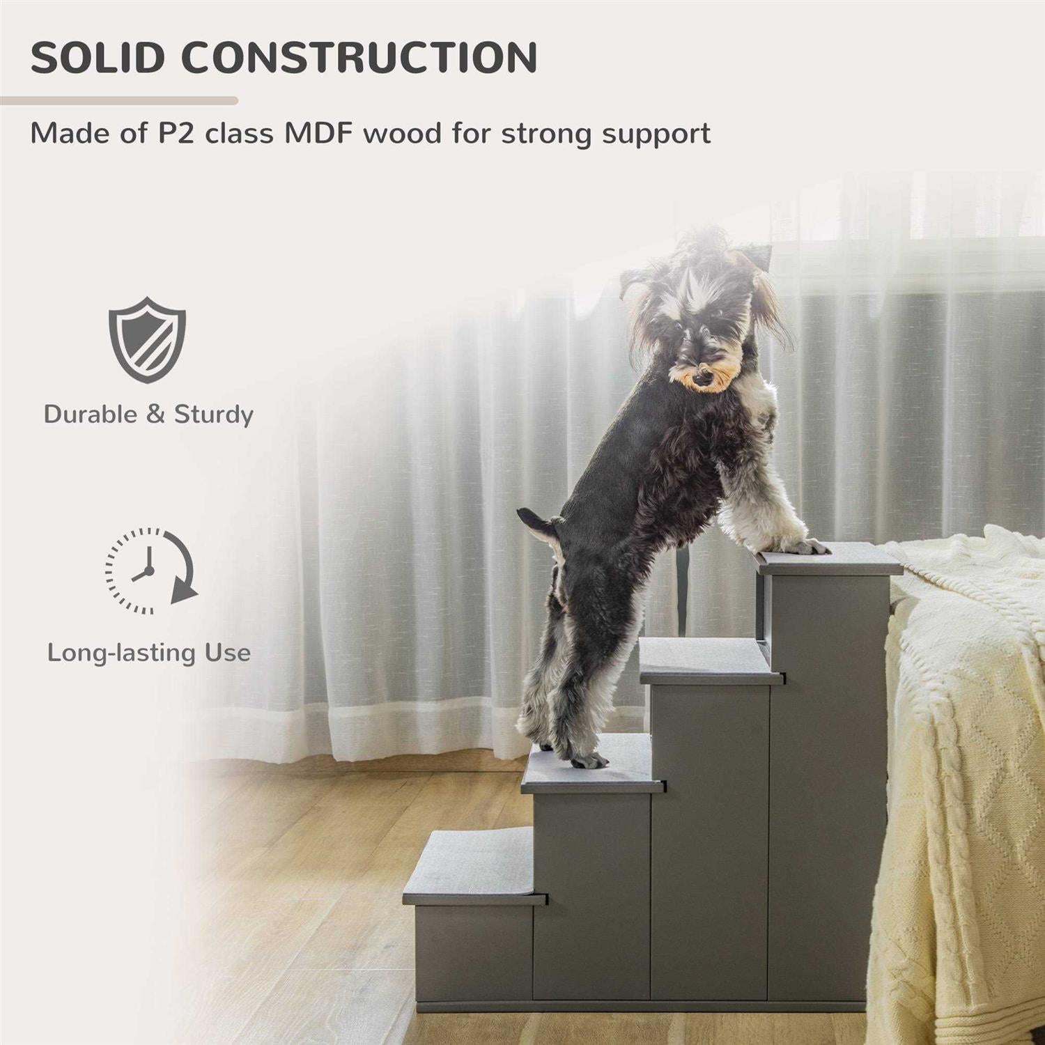 Pet Stairs with Cushioned Removable Covering for Dogs and Cats N74863
