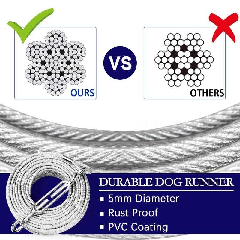 Dog Tie Out Runner for Yard with 10ft Pulley Line for Large Dogs N884134