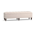 Pottery Barn Lorraine Upholstered Tufted King Storage Bench, Chenille Basketweave Pebble
