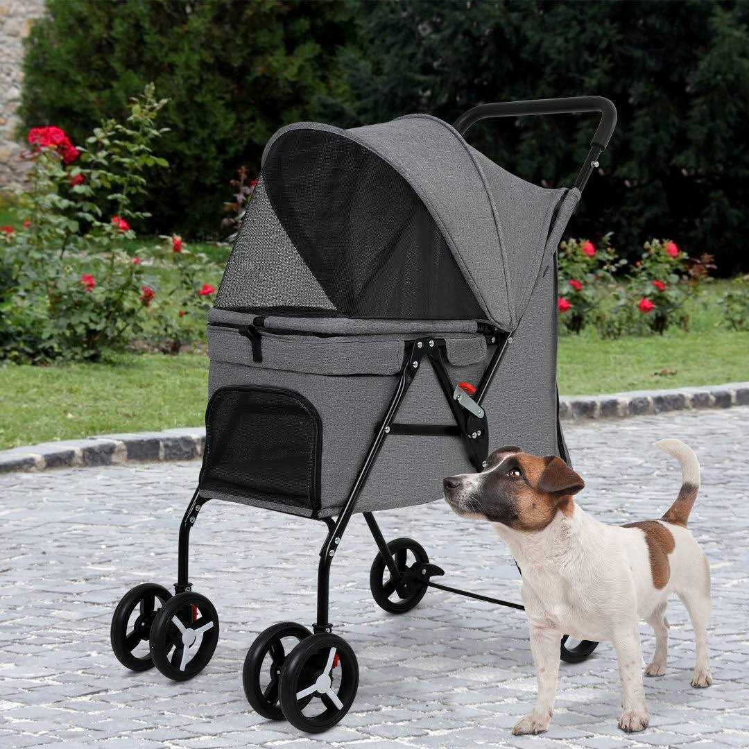 Mesh Foldable Pet Stroller for Travel and Shopping X385789