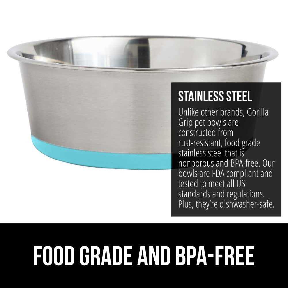 Stainless Steel Dog Bowl Set of 2 with Rubber Base B580215