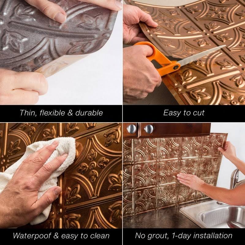 Rib Cracked Copper Backsplash Panel 18in x 24in 5 Pack V136750