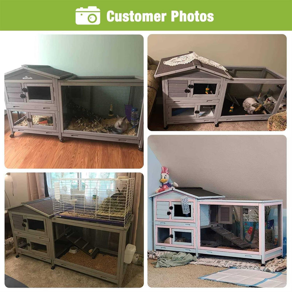 Large Rabbit Hutch with Wheels and Run for Small Animals P909