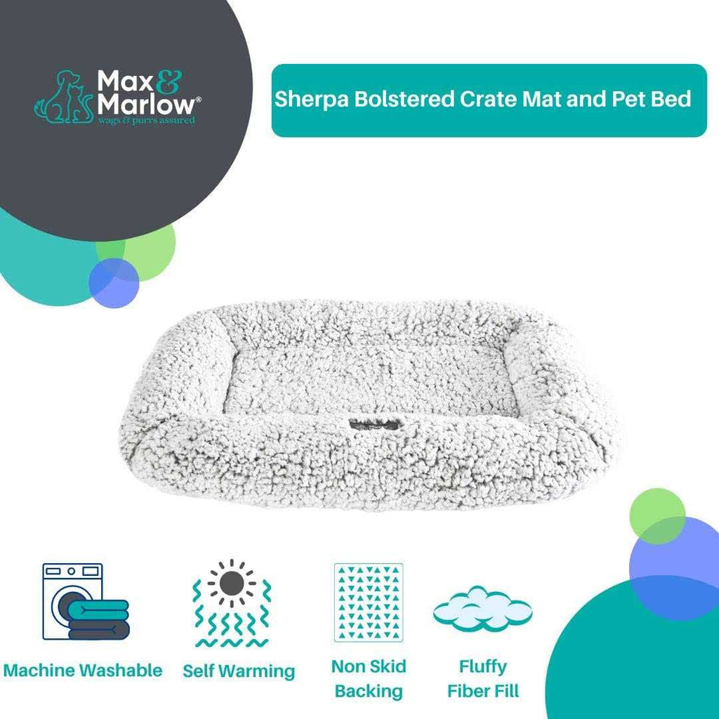 Plush Sherpa Bolstered Crate Mat Dog & Cat Bed D904824