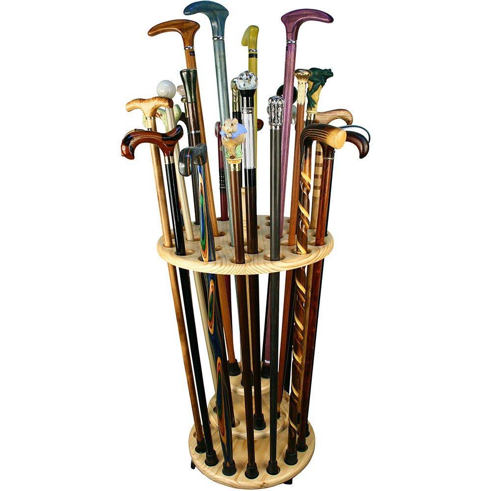 Round Walking Cane Stand- Pine Wood
