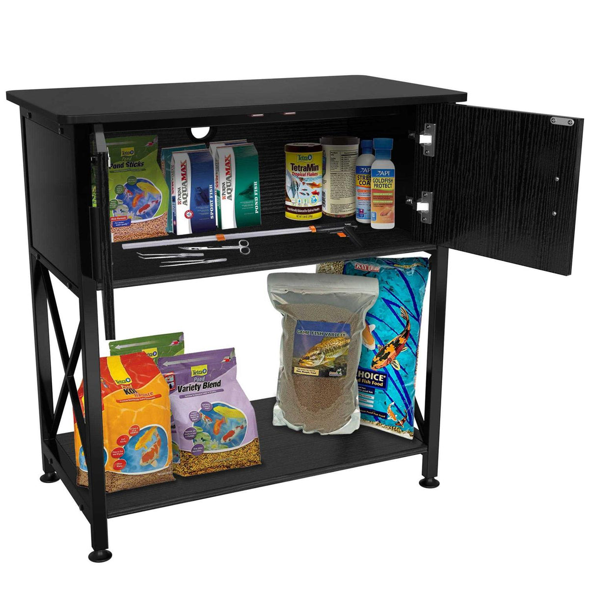 Fish Tank Stand Metal Aquarium Stand for 20 Gallon Long with Storage C373