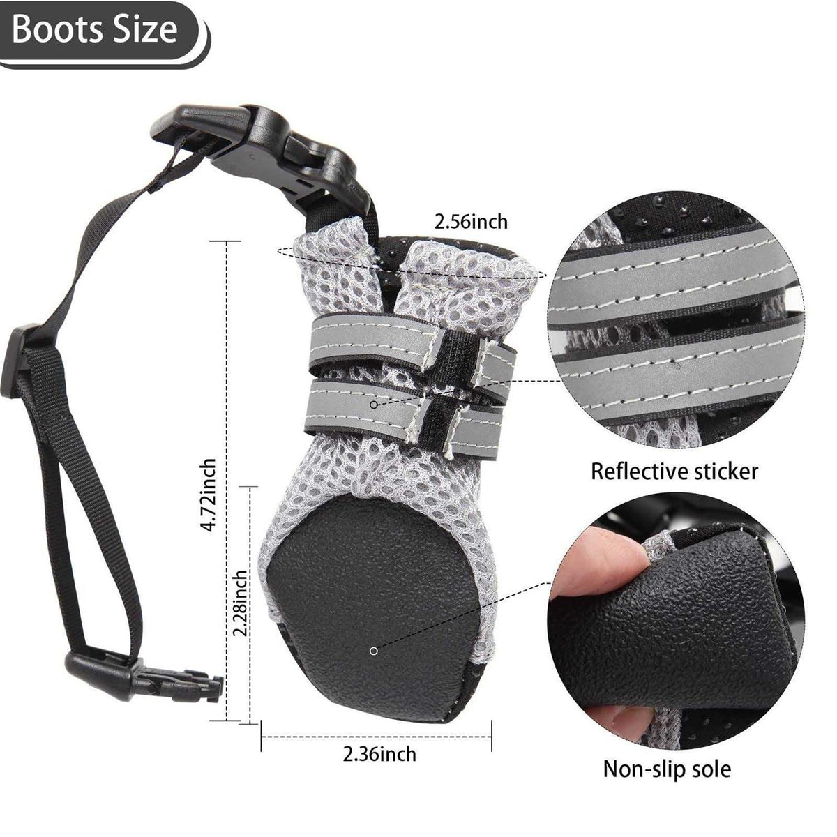 Dog Boots with Anti-Lost Design, Buckle Straps, and Weatherproof for Small Dogs I542