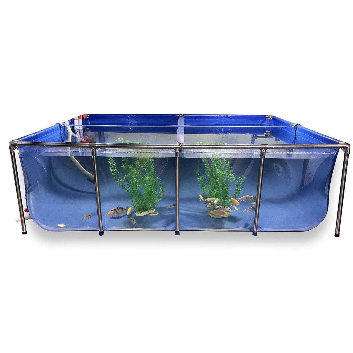 PVC Canvas Fish Pond with Steel Frame,Foldable Water Storage Tank,Aquarium Pool Pond with Transparent Viewing Panel and Drain Valve Used for Display - Pet Supplies online store