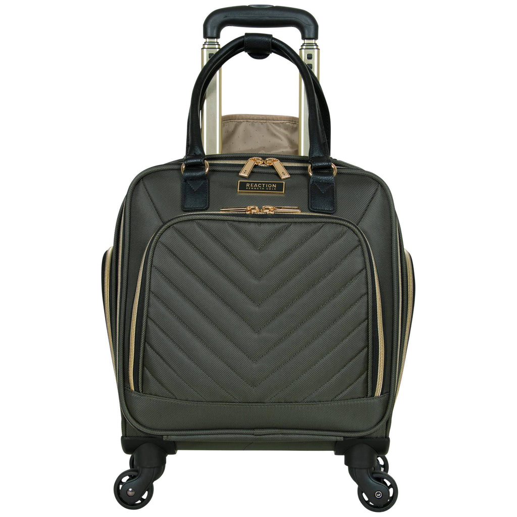 Kenneth Cole Reaction Chelsea 17x22 Chevron Quilted 4-Wheel Spinner Underseater 14.1x22 Laptop Carry-On Suitcase - Olive