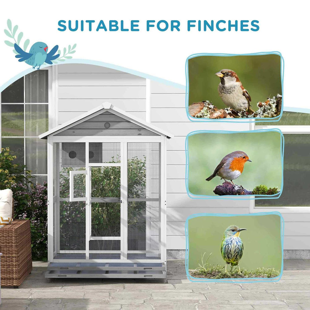 Wooden Bird Cage Aviary with 4 Perches, Nest and Slide-Out Tray Q18541