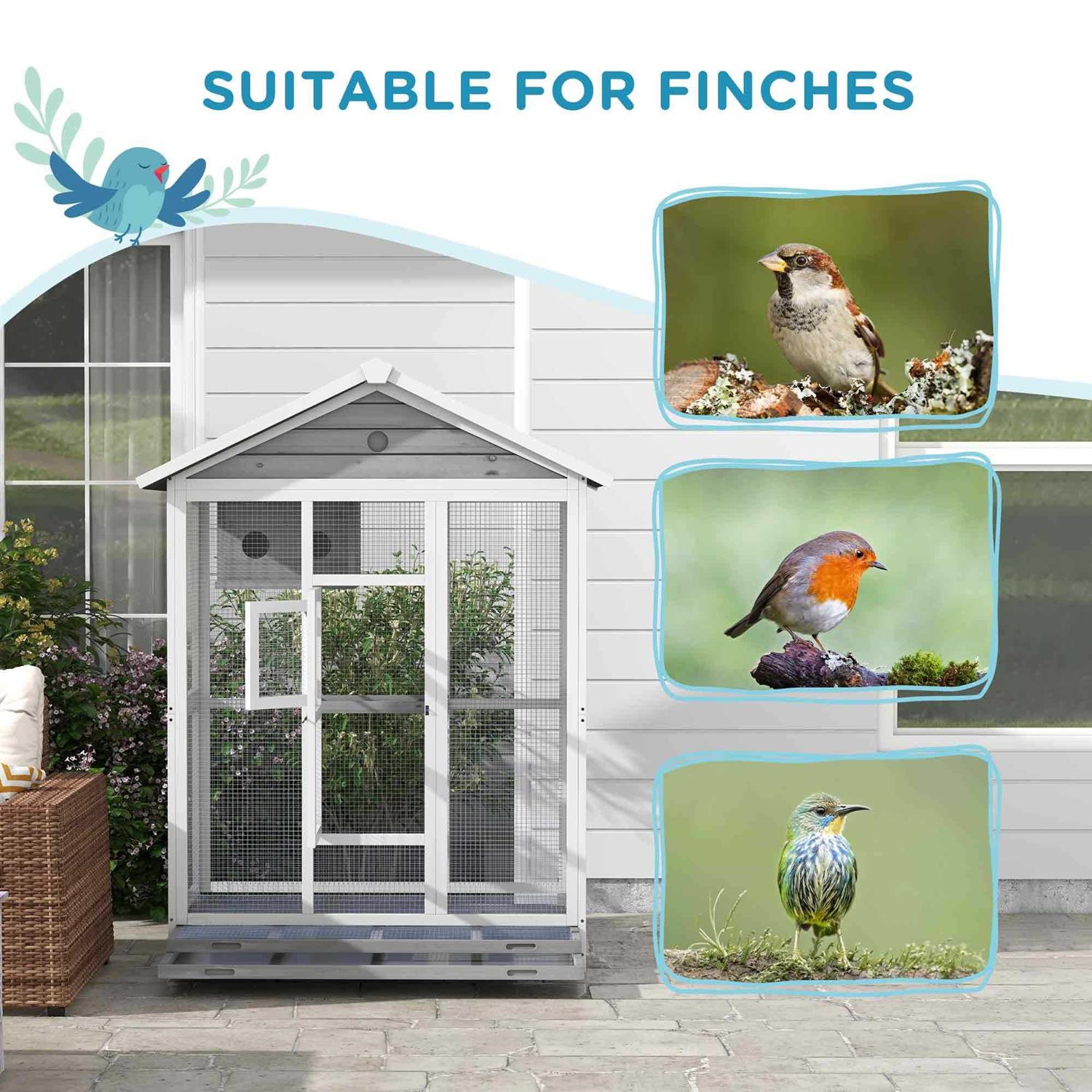 Wooden Bird Cage Aviary with 4 Perches, Nest and Slide-Out Tray Q18541