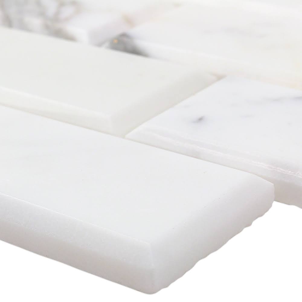 Beveled Marble Mosaic Tile White/Gray M5954