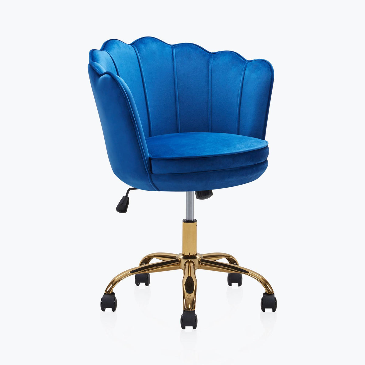 Blue Kaylee Office Chair Upholstered Velvet Seashell Swivel Desk Chair
