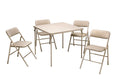Minority 5-Piece Folding Dining Set with Card Table and 4 Fabric Padded Chairs  Tan
