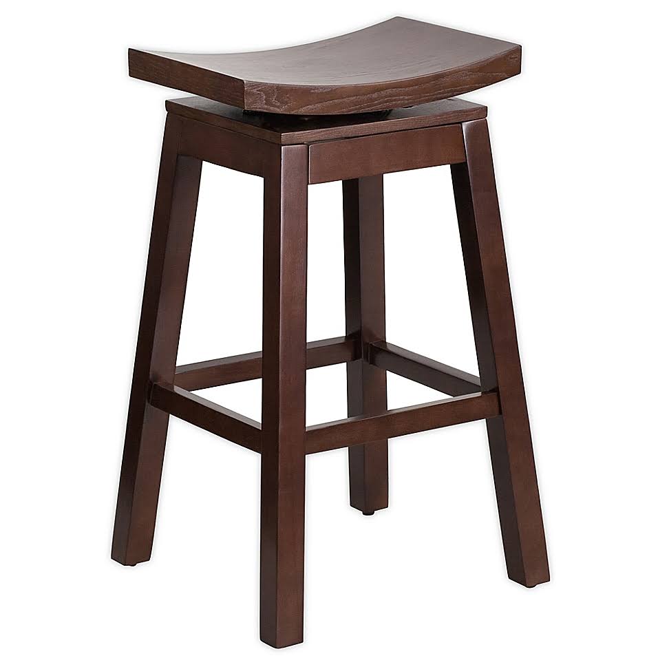 Flash Furniture Saddle Seat 30x22 Bar Stool in Cappuccino