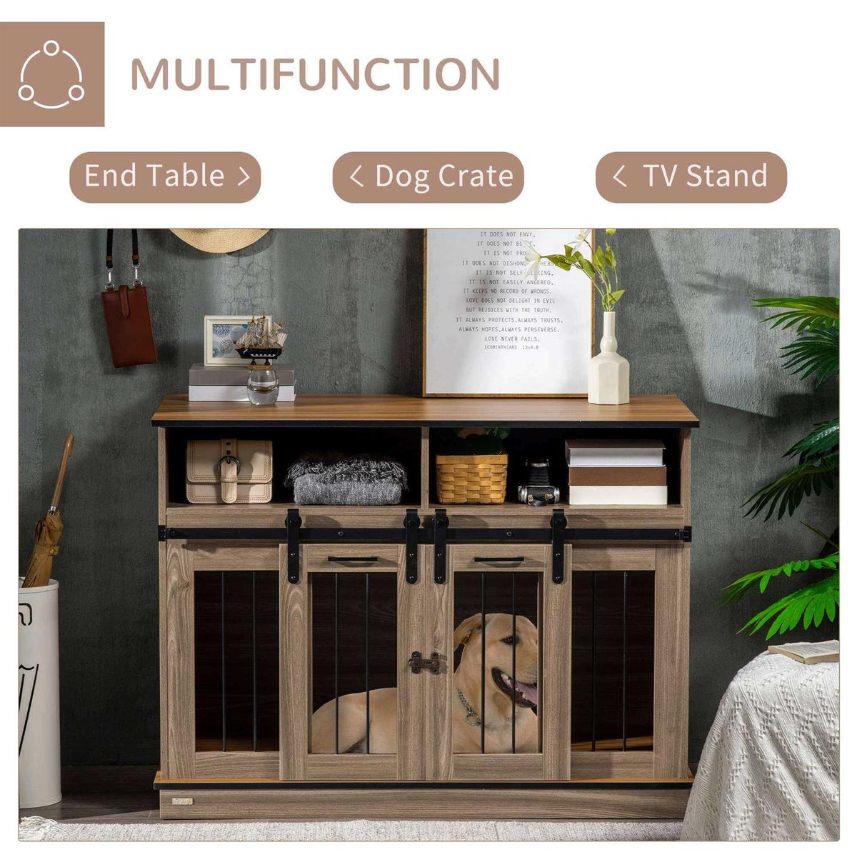 Dog Crate Furniture for Large Dogs with Shelves U9904