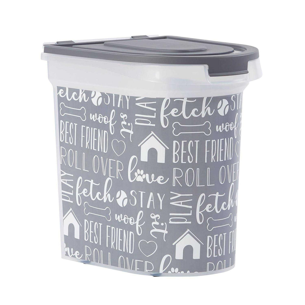 Paw Prints Grey Print Pet Food Storage Container with Wheels - Pet Supplies online store