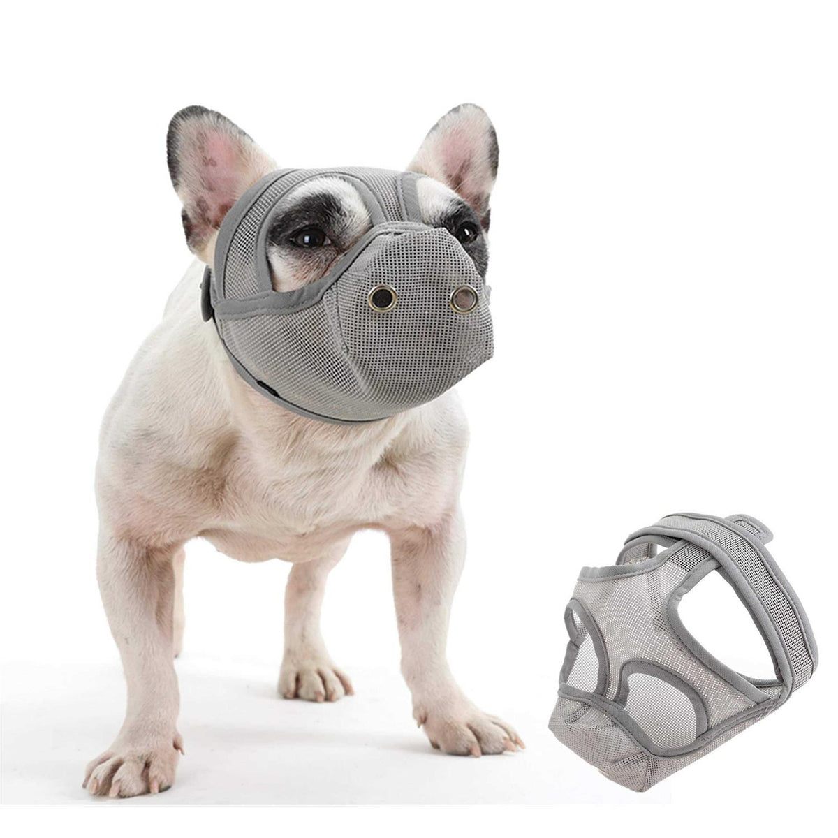CILKUS Short Snout Dog Muzzles Bulldog Muzzle Adjustable Breathable Mesh Dog Muzzle Can Stick Out Tongue and Drink Water Anti-Biting and Training - Pet Supplies online store