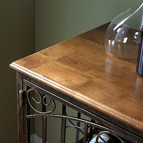 Antiqued Steel 84-Bottle Wine Rack Console X28239