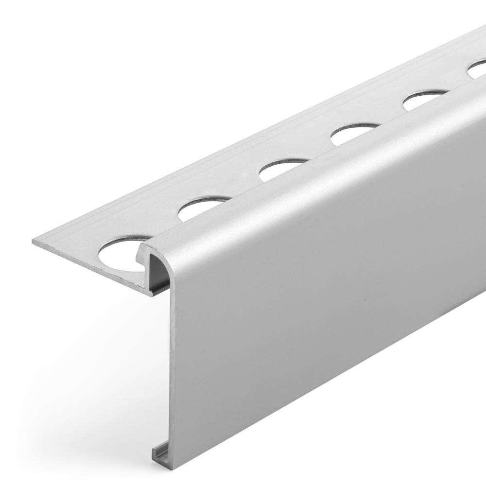 Custom Building Products Satin Silver 3/8 in. x 98-1/2 in. Aluminum RS-Bullnose Step Tile Edging Trim