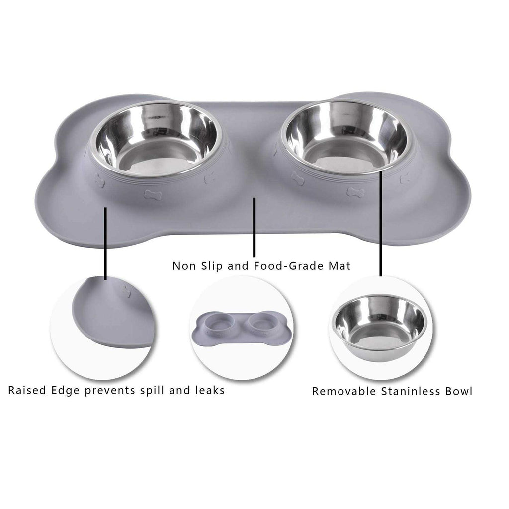 Stainless Steel Dog Bowls with Non-Skid Silicone Mat and Food Scoop S875610