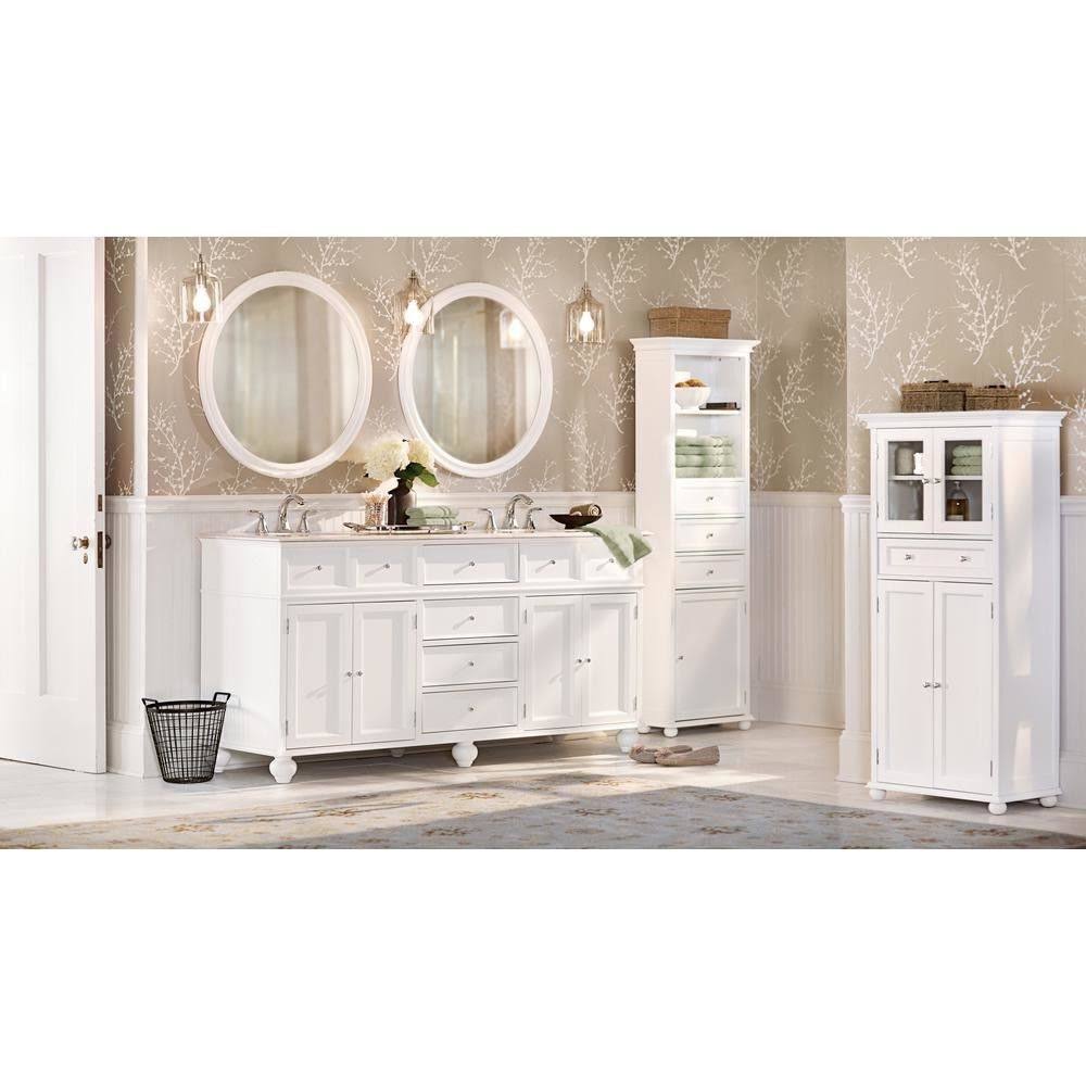 Bathroom Linen Cabinet with Drawer and Shelves White J4356