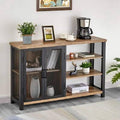 Industrial Bar Cabinet for Liquor and Glasses, Rustic Wood and Metal Wine Rack Table, Accent Sideboard Buffet with Doors (47 inc