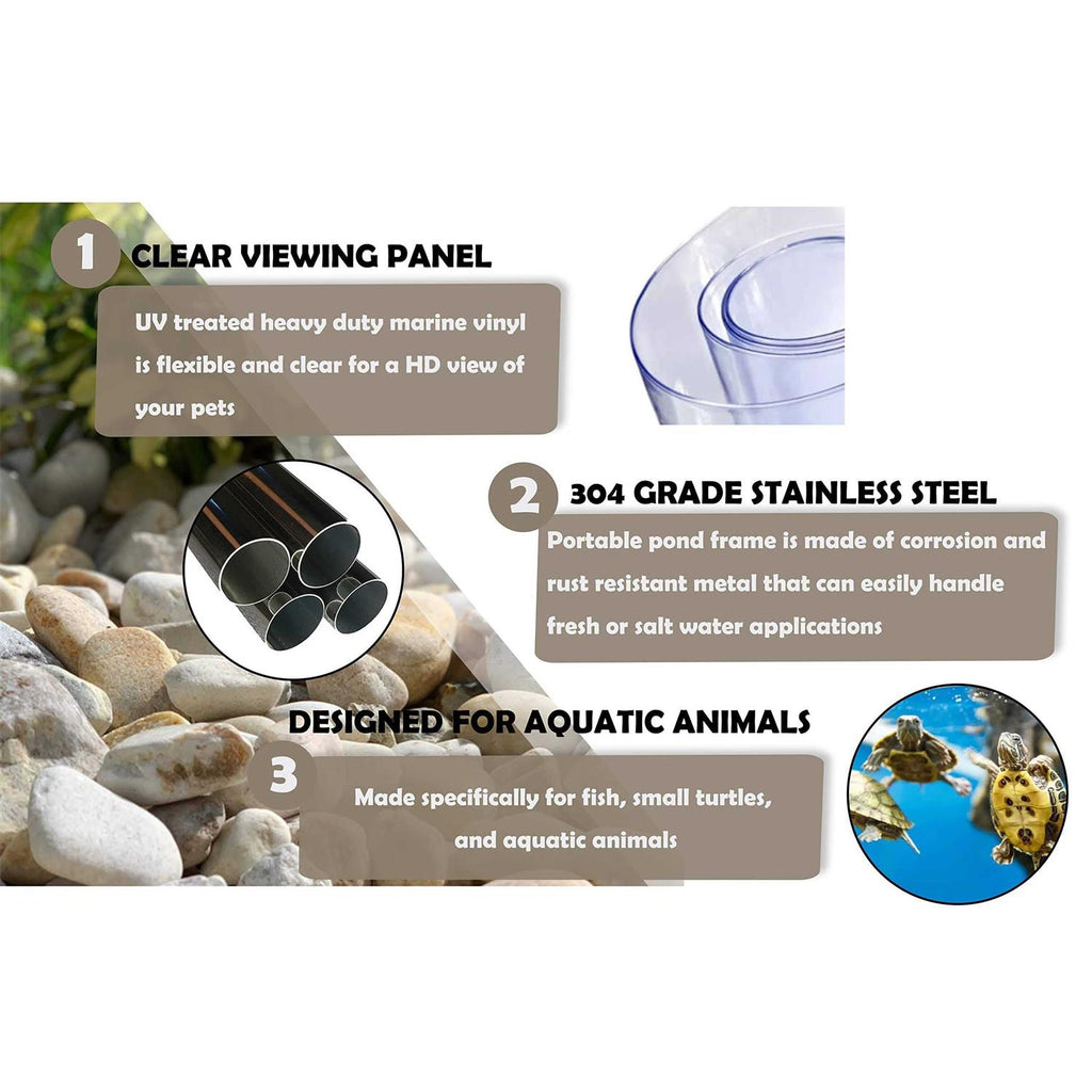 Foldable PVC Fish Pond with Steel Frame and Drain Valve C960